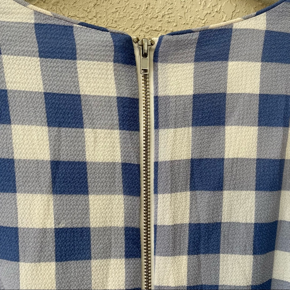 Danny and Nicole women’s blue gingham print flounce sleeve A-line dress, 12 - Picture 5 of 9